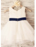 Cotton Polka Dots Tulle Layered Flower Girl Dress
